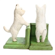 STANDING WESTIE BOOKEND CAST IRON-WHITE