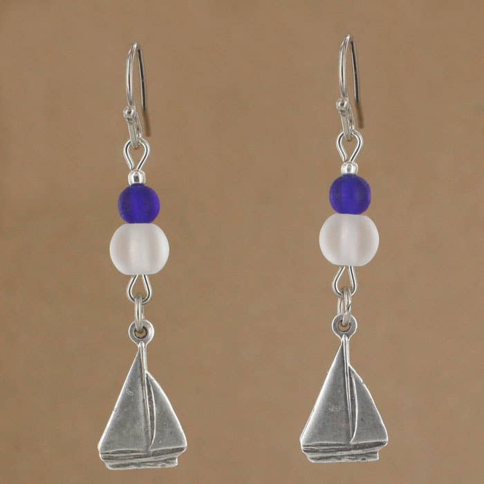 Sea Glass Sailboat Earring 1702-SP