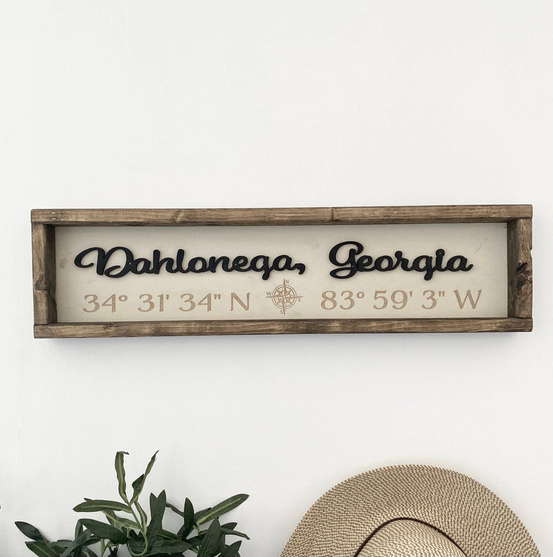24x6 "Any" City Sign - Coordinates Wood Sign