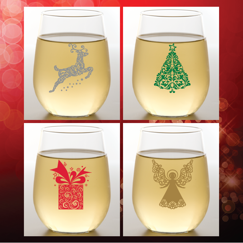 CHRISTMAS Shatterproof Wine Glasses