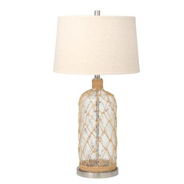 GLASS TABLE LAMP W/ROPENET
