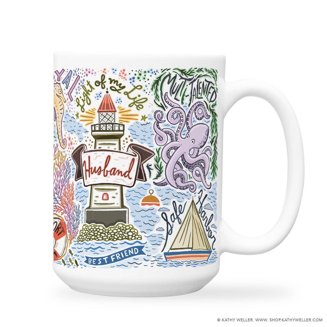 Husband / Wife Ocean-Themed Mug
