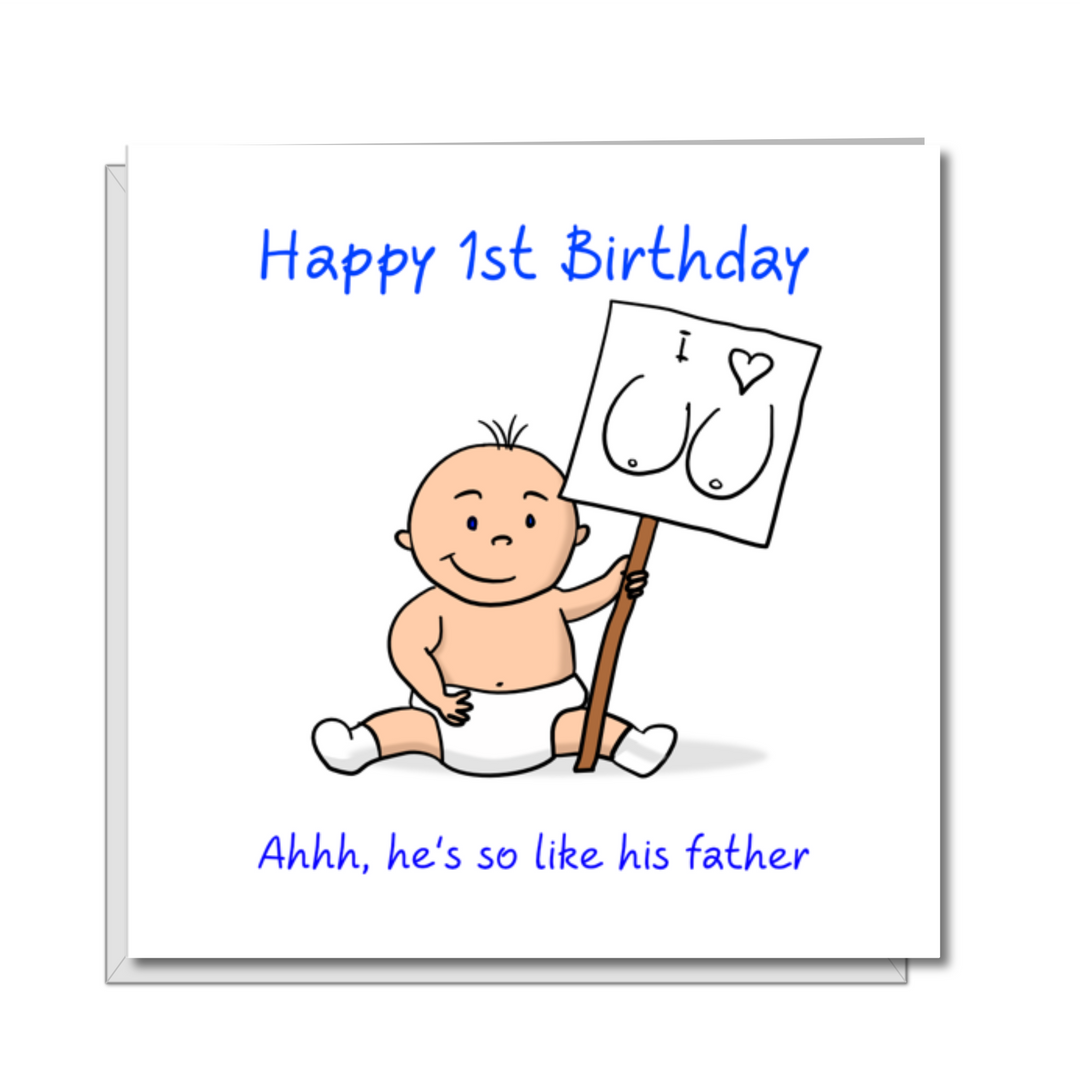 First Birthday Card 1st 2nd Birthday - One or Two Year Old
