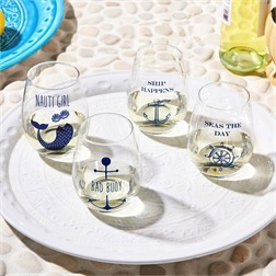 STEMLESS NAUTICAL WINE GLASS BOXED SET OF 2