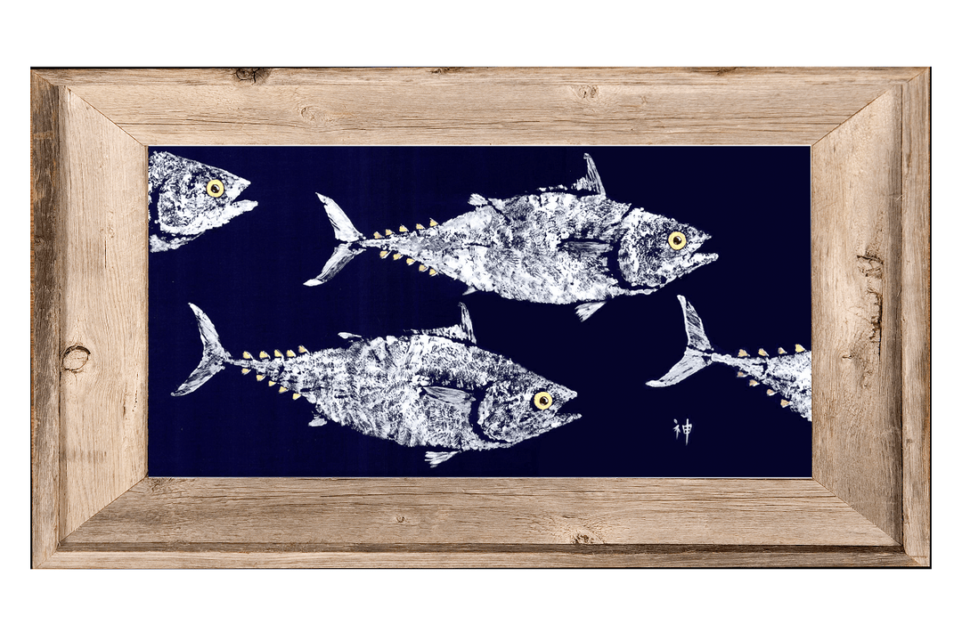 School of Tuna | White on Navy Print