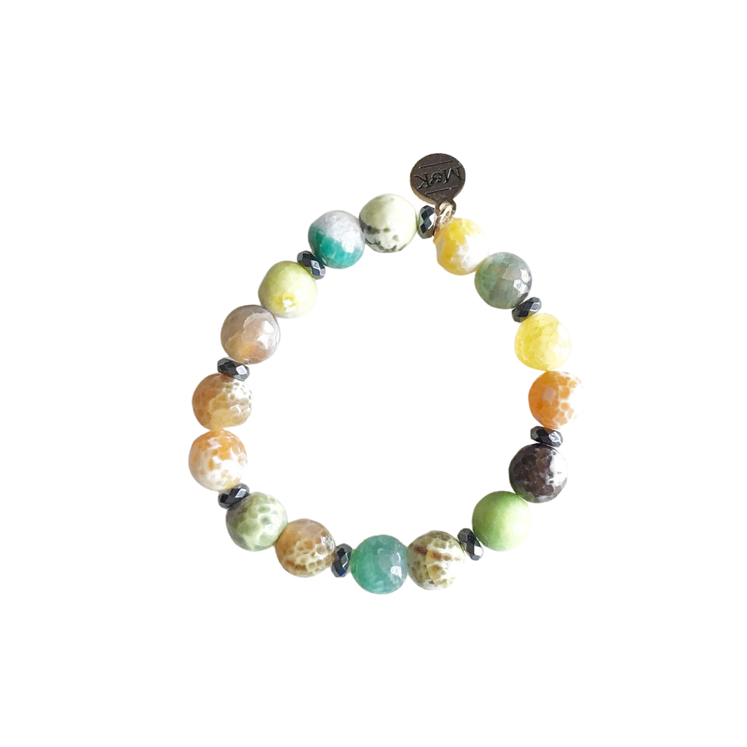 Sea Green Fire Agate Stretch Bracelet