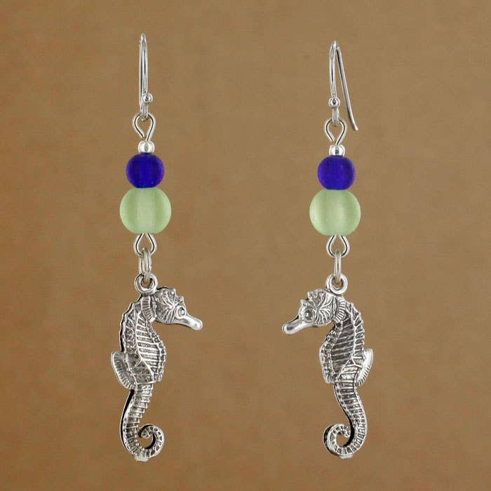 Sea Glass Seahorse Earring 1729-SP