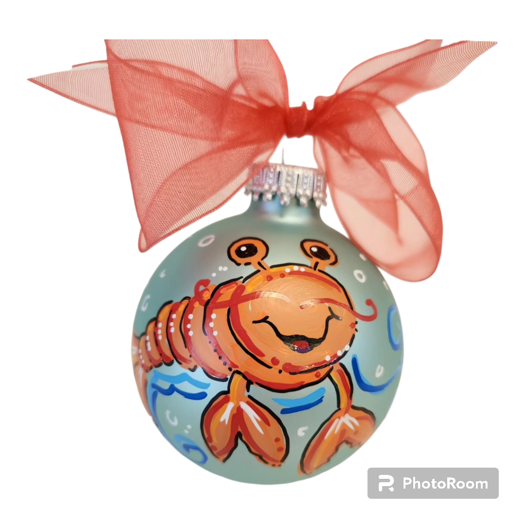 Lobster Hand Painted glass ornament