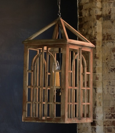 WOODEN LANTERN CHANDELIER
