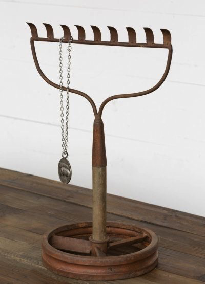 OLD RAKE DISPLAY RACK