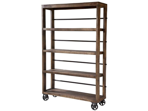 ROLLING WOOD SHELVING UNIT