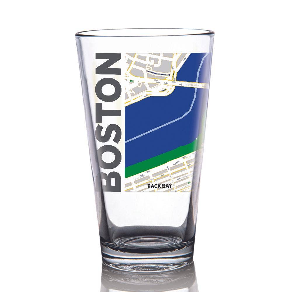 Toasted Tales, Boston Map 16 oz Pint Glass Made in the USA