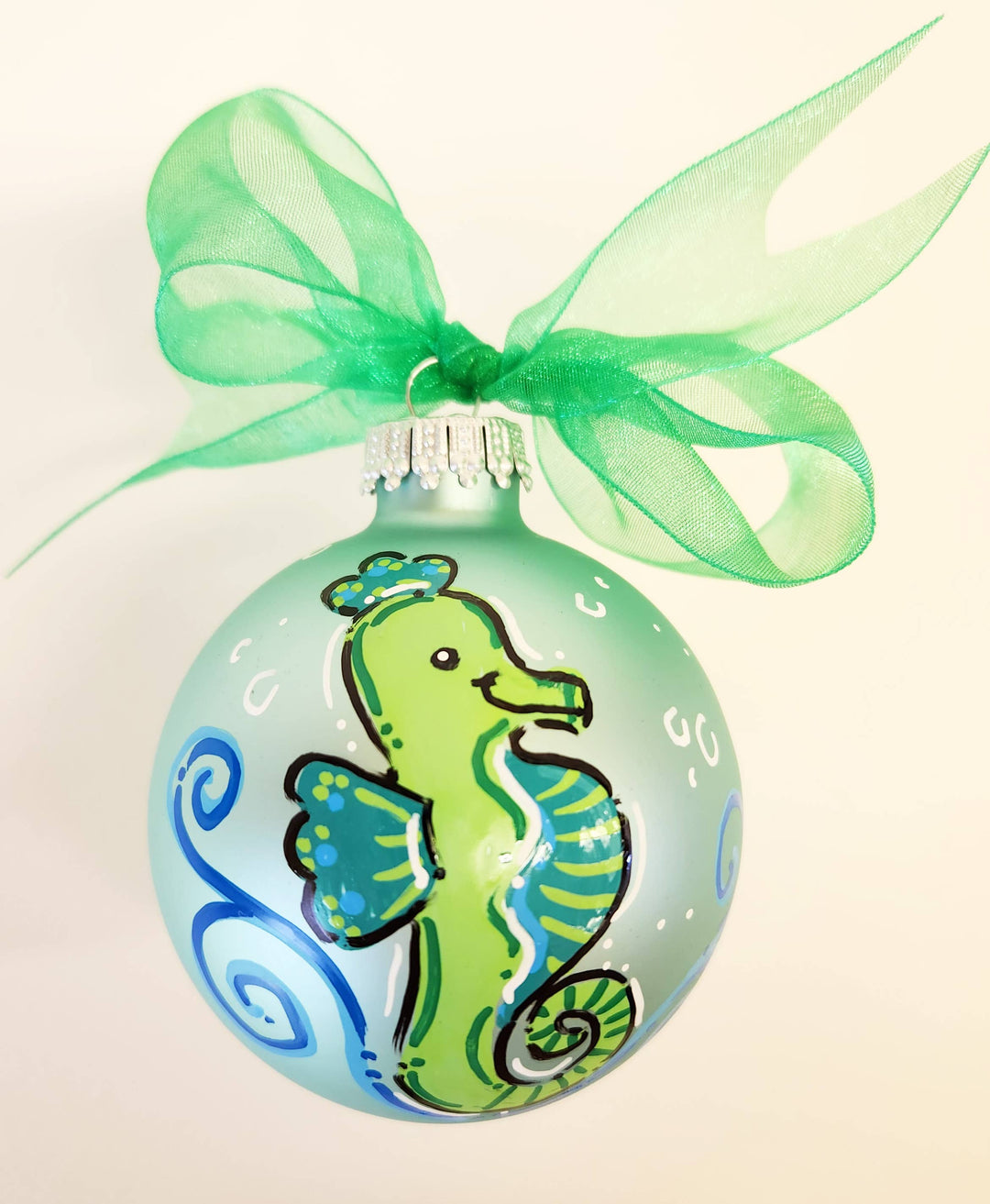 Sea Horse Hand Painted glass ornament