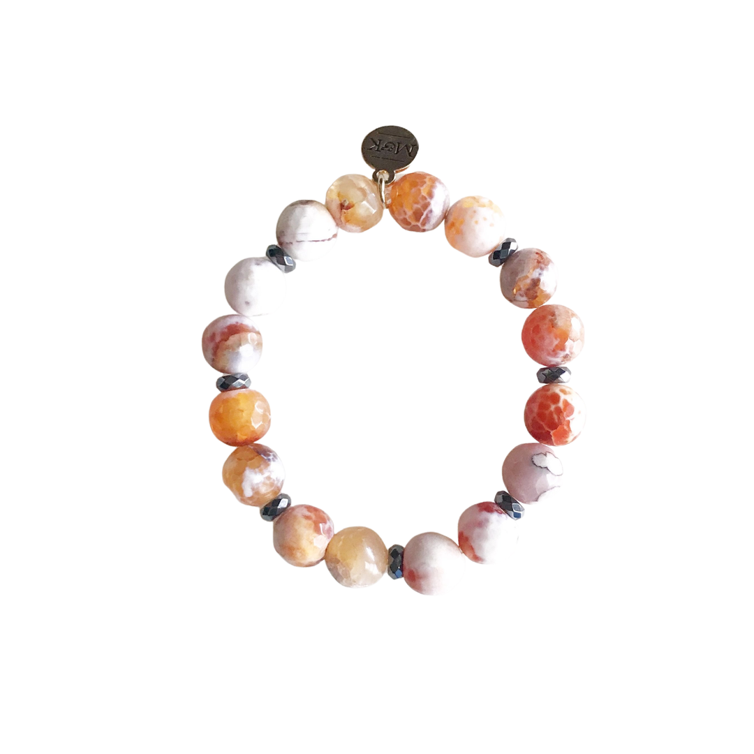 Coral Fire Agate Stretch Bracelet