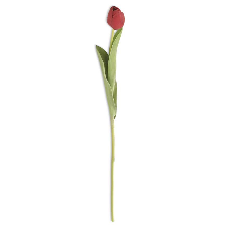26.75” RED SILK WITH REAL TOUCH SINGLE TULIP STEM