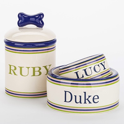 PERSONALIZED STRIPED TREAT JAR MEDIUM