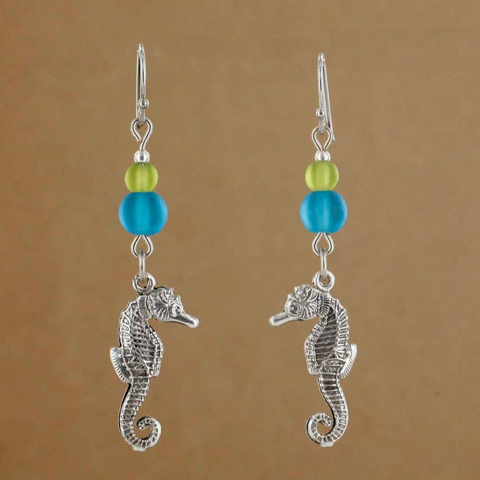 Sea Glass Seahorse Earring 1729-SP