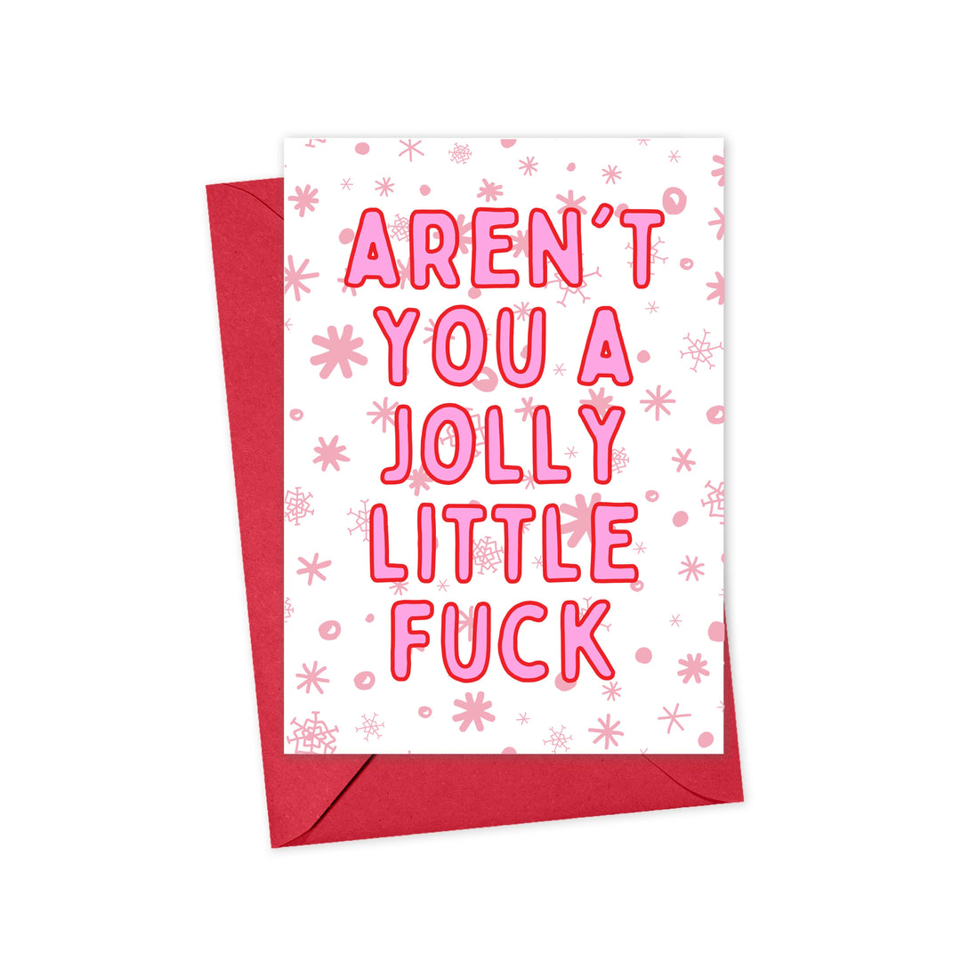 F Word Funny Christmas Card - Profanity Holiday Cards Pink