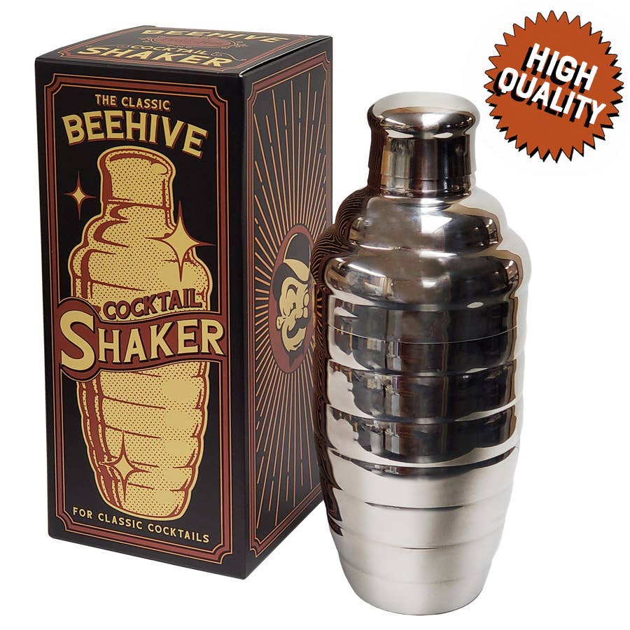 BEEHIVE COCKTAIL SHAKER - vintage style steel bar shaker