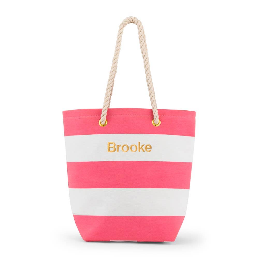 Large Bliss Striped Tote Bag- Pink And White