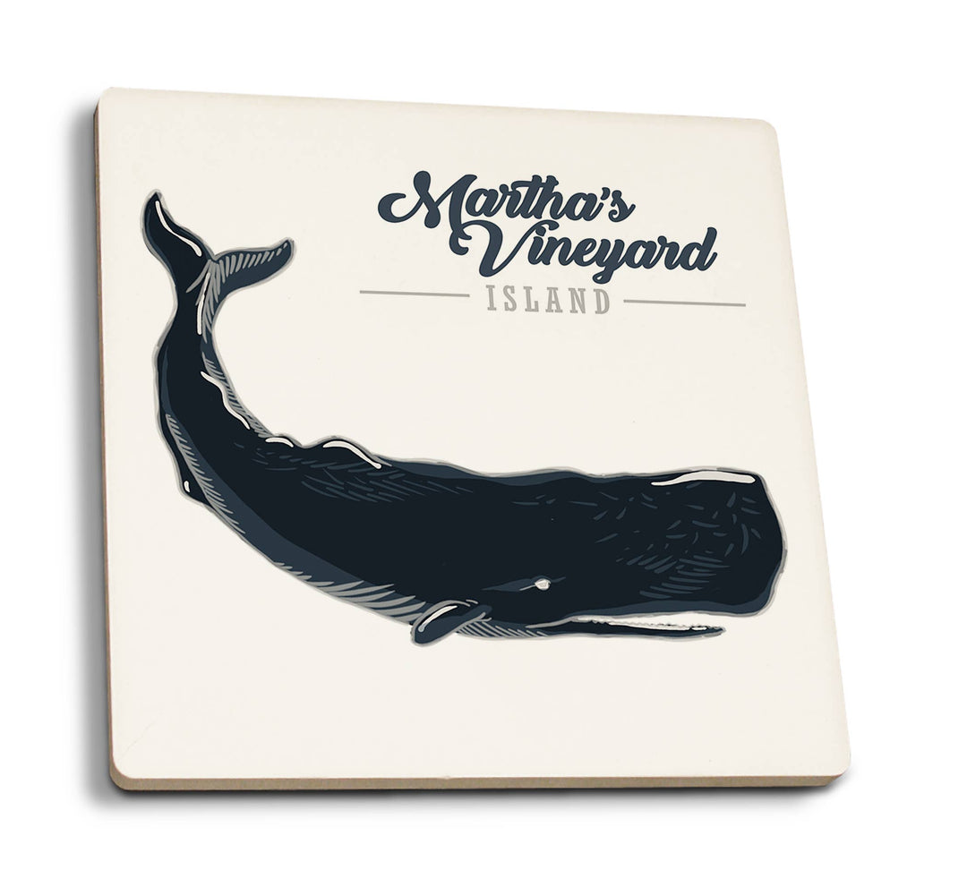 Ceramic Coaster Martha's Vineyard, Cape Cod, Sperm Whale …
