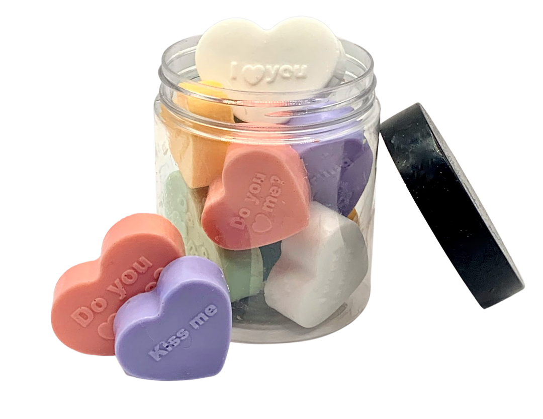 Valentine Candy Saying Heart Soaps in a Jar
