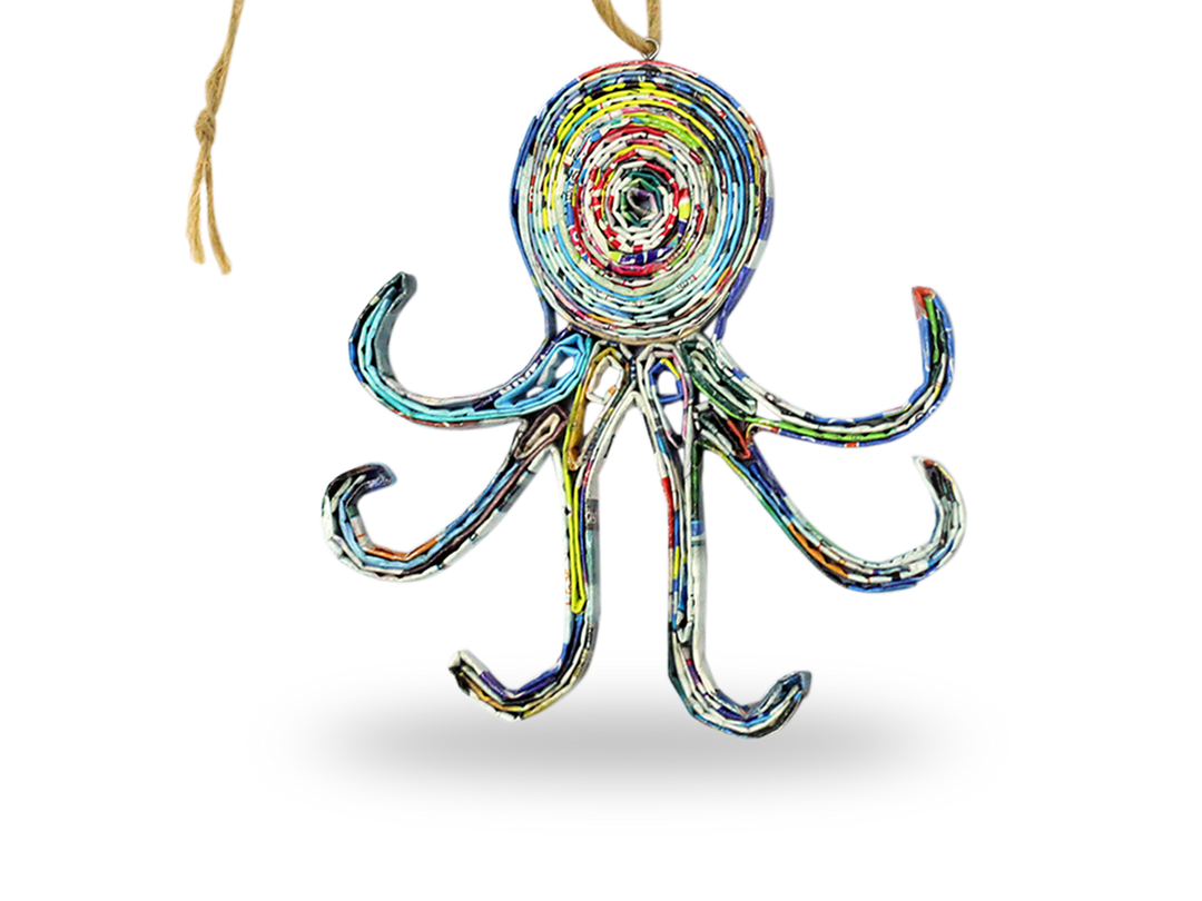 Octopus-Multi Recycled Paper Ornament