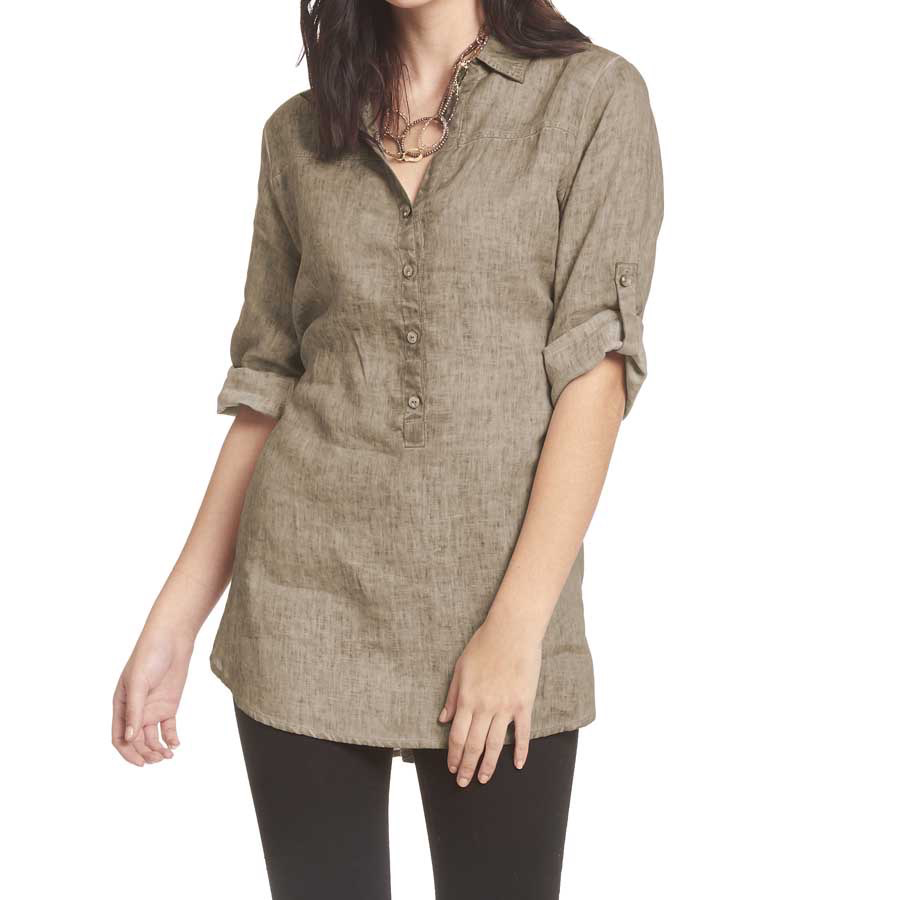 Tan Vintage Button Front Tunic w/Belt