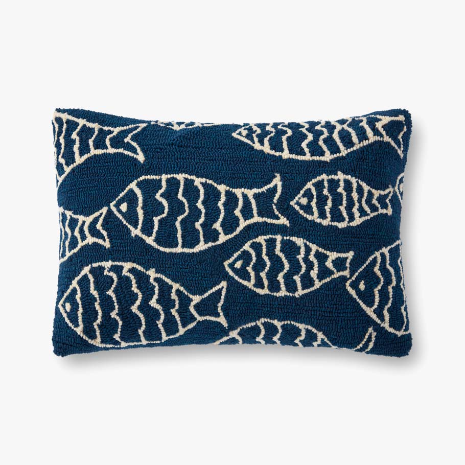 NAVY FISH PILLOW