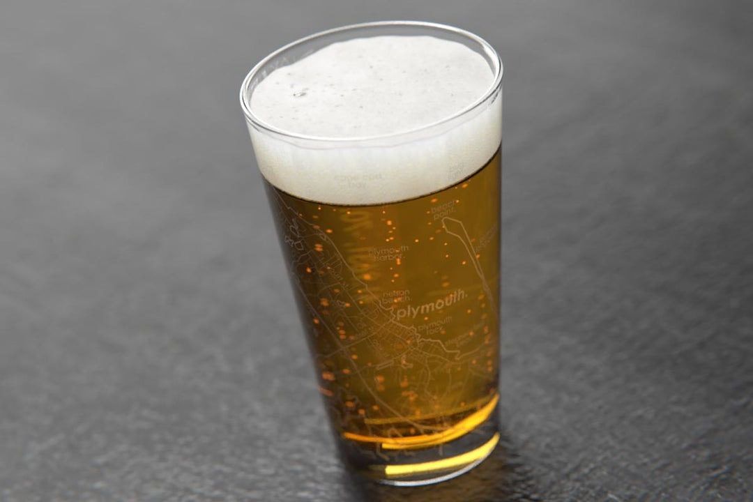 PLYMOUTH MAP PINT GLASS