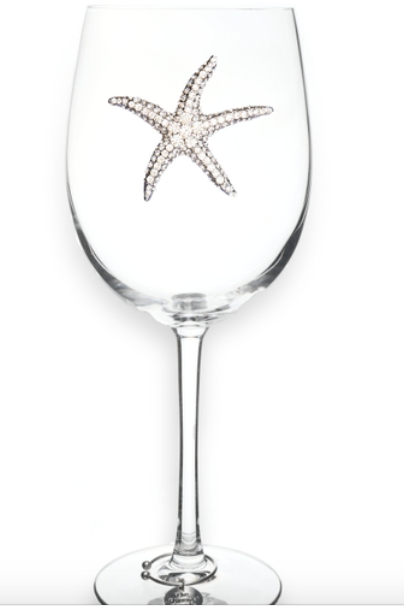 STARFISH JEWELED WINE GLASS