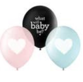 BOX OF REVEAL TRIO -4 PINK 4 BLUE 4 BLACK BALLOON