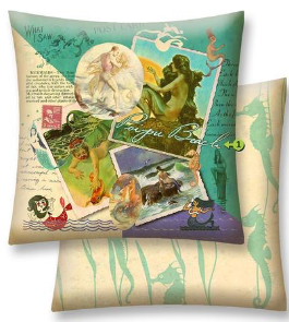MERMAID COLLAGE - SEAHORSE BACK - WHAT I SAW PILLOW 18X18 VINYL