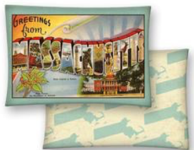 MASSACHUSETTS POSTCARD PILLOW-VINYL