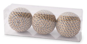 SEAGRASS BALL-TAN NAVY & CREAM 3.75"