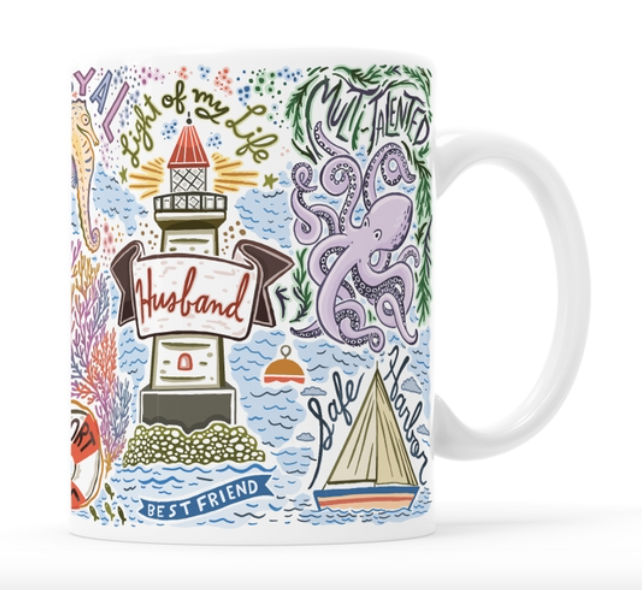 HUSBAND / WIFE OCEAN THEMED MUG - HUSBAND