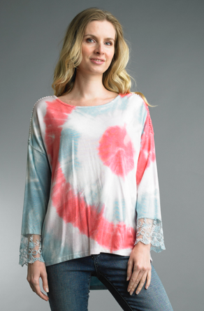 TIE DYE KNIT TOP - PINK