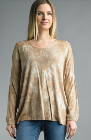 DIP DYE KNIT TOP - BEIGE