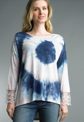 TIE DYE KNIT TOP - BLUE