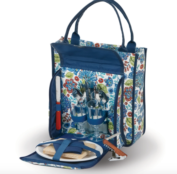 CABERNET 2 PERSON PICNIC TOTE-BLUE PEACOCK