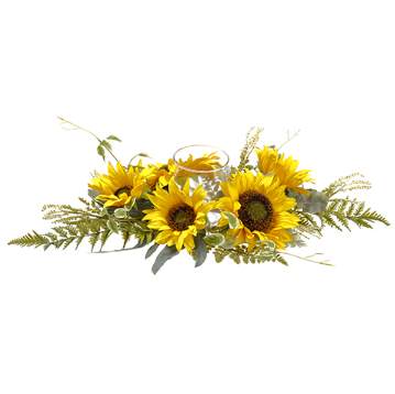 SUNFLOWER/ LAMB'S EAR/FERN CENTERPIECE