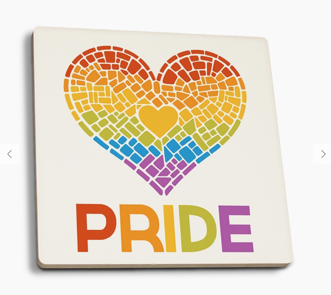 GAY PRIDE MOSAIC HEART CERAMIC COASTER
