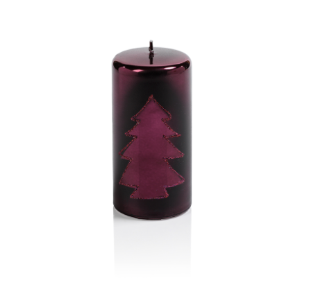 TREE DESIGN METALLIC PILLAR BURGUNDY 3 X 6