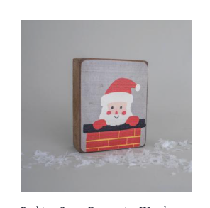 PEEKING SANTA WOODEN BLOCK