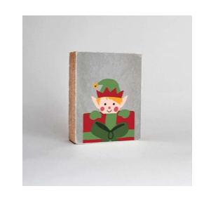 PEEKING ELF WOODEN BLOCK