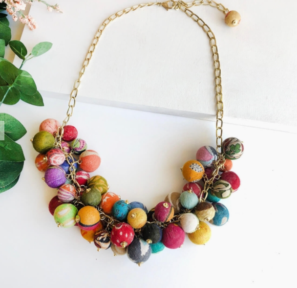 KANTHA PEONY NECKLACE