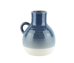 CERAMIC JUG-NAVY/WHT-9"