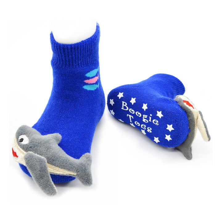 Blue Shark Boogie Toes Rattle Socks: 1 -2 Y