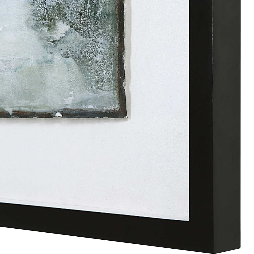 Lakeside Grande - Framed Abstract Print - Pearl Silver