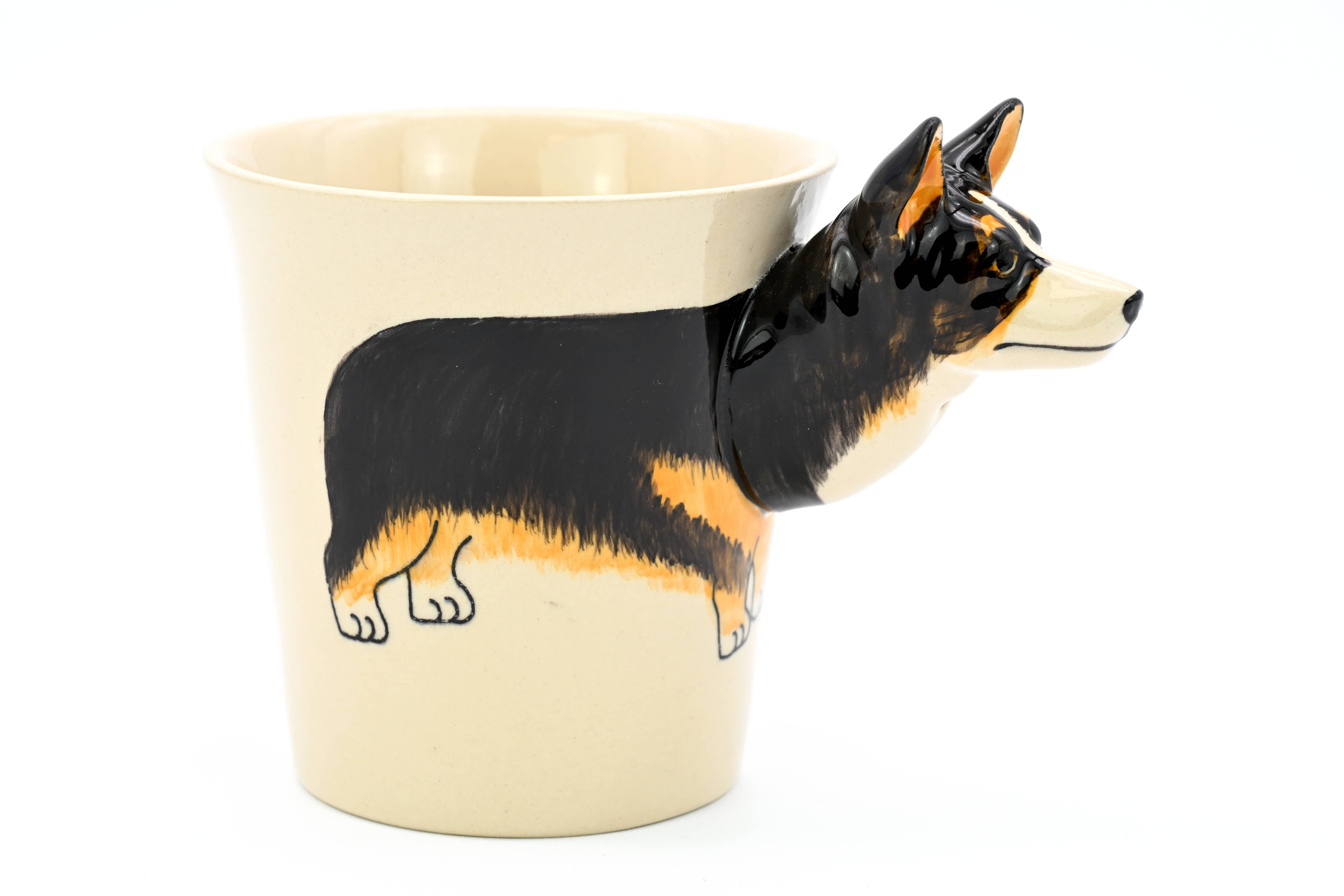 MUG16BLACK Corgi black mug 10 oz